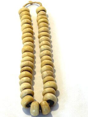 VINTAGE AFRICAN COW BONE NECKLACE LARGE BEADED HANDMADE NATURAL